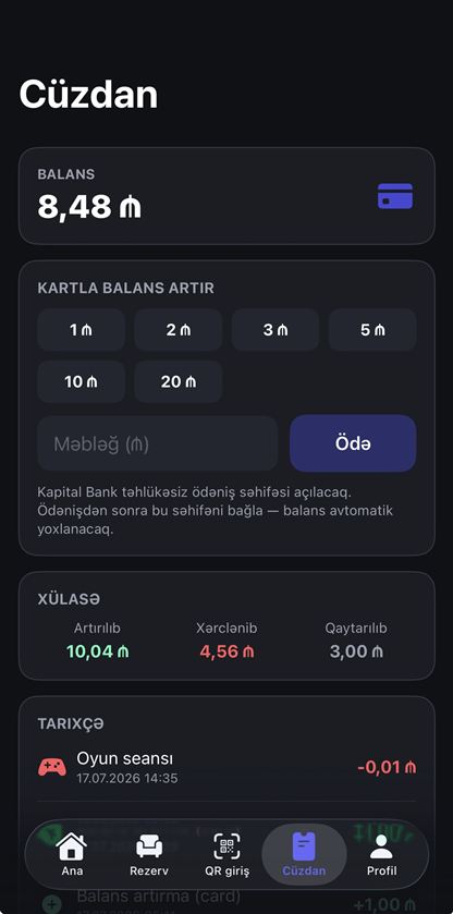 OYUNÇU app — Cüzdan